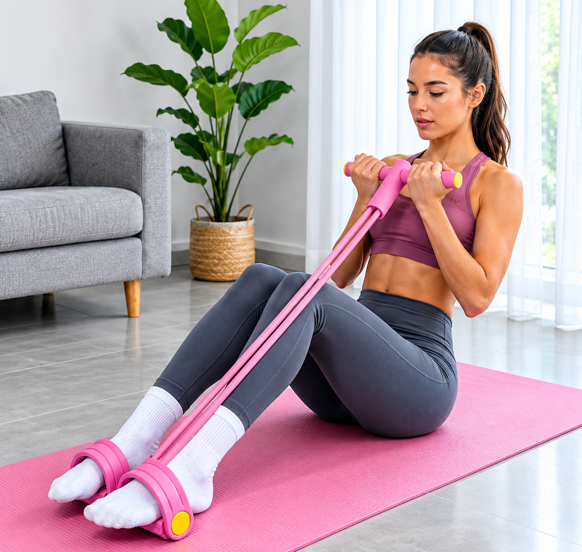 4-Tube Resistance Bands with Pedal – Full Body Home Workout