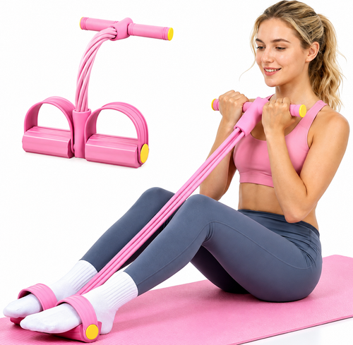 4-Tube Resistance Bands with Pedal – Full Body Home Workout