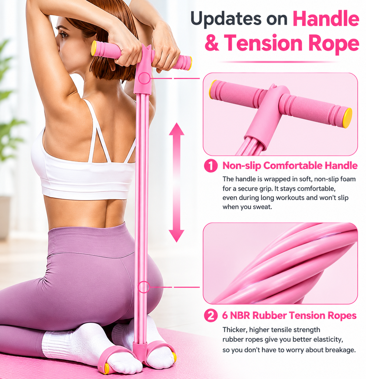 4-Tube Resistance Bands with Pedal – Full Body Home Workout