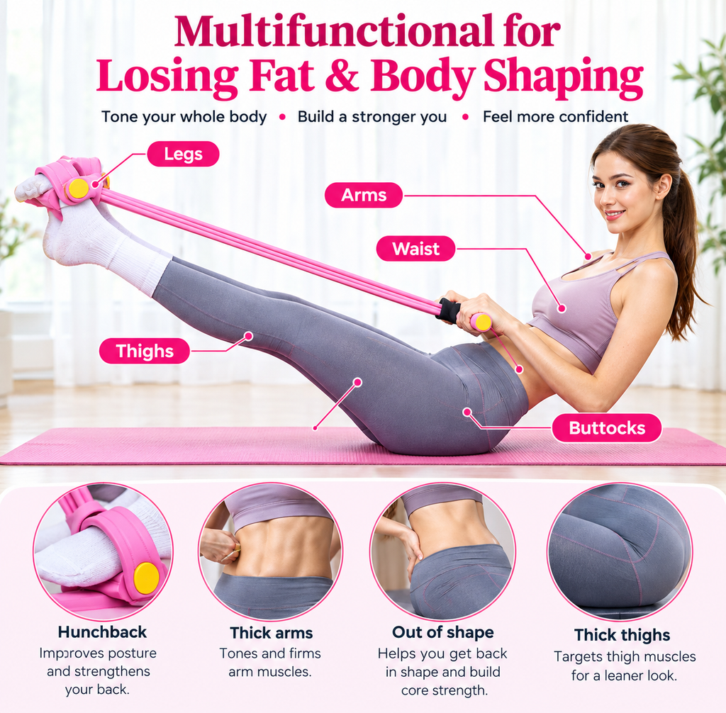4-Tube Resistance Bands with Pedal – Full Body Home Workout