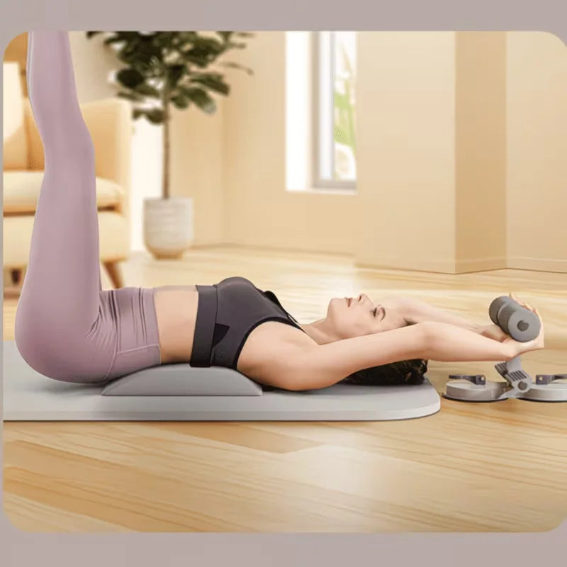 Ab Roller & Sit-Up Trainer with Resistance Bands - Home Gym