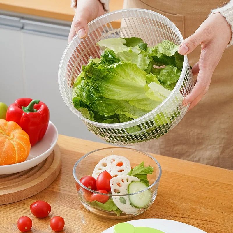 4-in-1 Manual Vegetable Slicer & Salad Spinner – Multi-Function Food Prep Tool